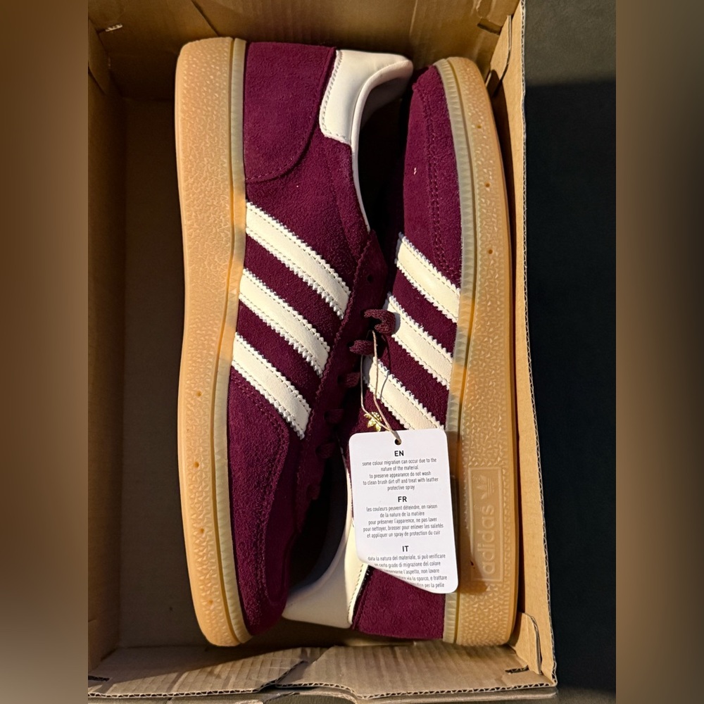 Adidas Handball Spezial W Burgundy Maroon Cream Gum Sneakers NWT JP8726 - Picture 5 of 6